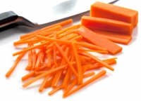 Steamed and julienned carrot sticks