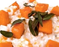 Roast pumpkin and sage risotto with blue cheese