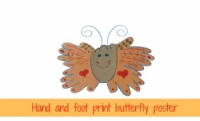 Hand and foot print butterfly poster