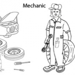 Occupation colouring pages: Mechanic