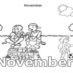 Months of the year colouring pages for kids: November