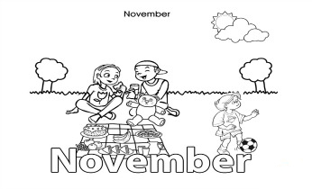Months of the year colouring pages for kids: November