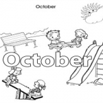 Months of the year colouring pages for kids: October