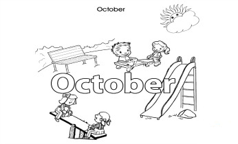 Months of the year colouring pages for kids: October
