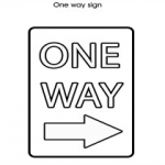 Traffic sign colouring pages for kids: One way sign