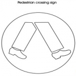 Traffic sign colouring pages for kids: Pedestrian crossing sign