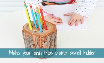 Make your own tree stump pencil holder