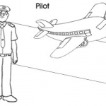 Occupation colouring pages: Pilot
