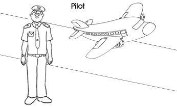 Occupation colouring pages: Pilot