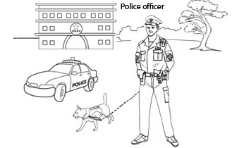 Occupation colouring pages: Police officer