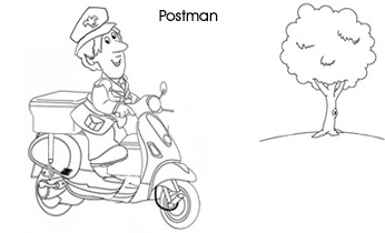 Occupation colouring pages: Postman