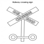 Traffic sign colouring pages for kids: Railway crossing sign