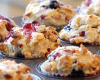 Raspberry and blueberry muffins