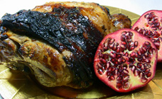 Roast lamb with pomegranate glaze