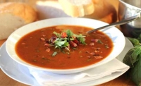 Roasted tomato and chorizo soup