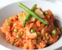 Slow cooker prawn and asparagus risotto