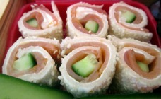 Salmon and cucumber sandwich sushi