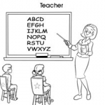 Occupation colouring pages: Teacher