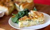 Three cheese and spinach pie