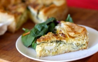 Three cheese and spinach pie