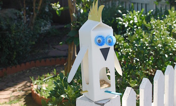 Upcycled bird feeder on Kidspot