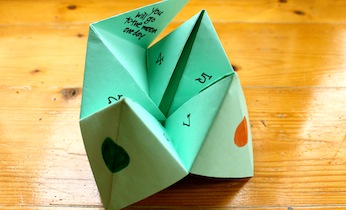 Make a paper fortune teller or chatterbox on Kidspot
