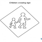 Traffic sign colouring pages for kids: Children's crossing sign