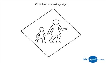 Traffic sign colouring pages for kids: Children's crossing sign