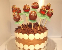 Chocolate-Dipped Strawberry Flower Birthday Cake
