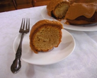 Coffee cake with caramel icing