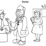 Occupation colouring pages: Doctor