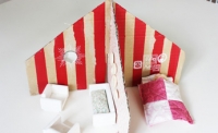 Cute cardboard box dollhouse idea