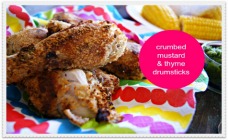 Crumbed mustard and thyme drumsticks