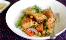 Dukkah-crusted salmon and chickpea salad