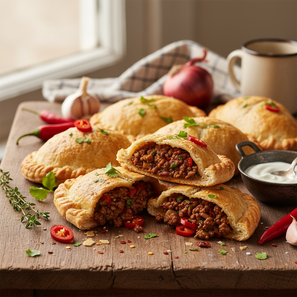 Three-days-to-payday spicy mince pasties