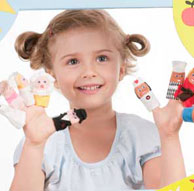 girl with finger puppets