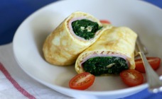 Ham and spinach egg rolls