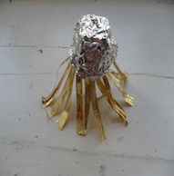 Egg carton and foil jellyfish
