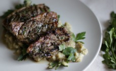 Lamb Steaks with Eggplant Salad