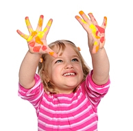 Child with painty fingers