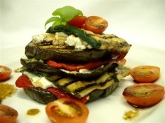 Eggplant stack with goats cheese