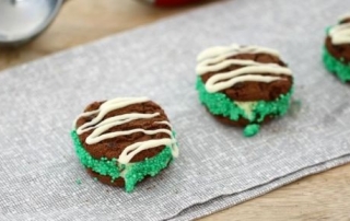 Mini chocolate mint ice cream sandwiches