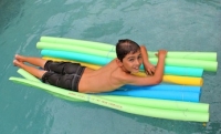 Pool noodle raft on Kidspot