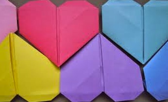 origami hearts in different colours