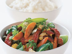 Peppered beef and vegetables
