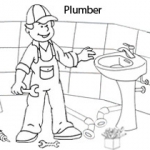 Occupation colouring pages: Plumber