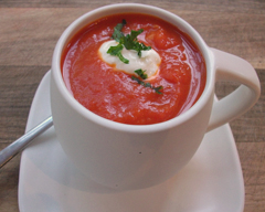 Spicy red pepper and tomato soup