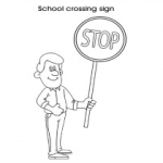 Traffic sign colouring pages for kids: School crossing sign