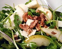 Pear rocket walnut and parmesan salad