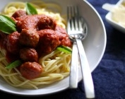 Spaghetti with easy sausage meatballs